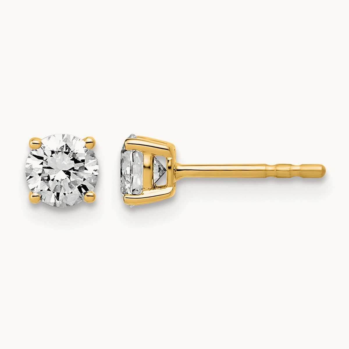 Round Lightweight Earrings, 0.25-6.00 ct tw Lab-Grown Diamond — 3/4 ct, 14K Yellow Gold