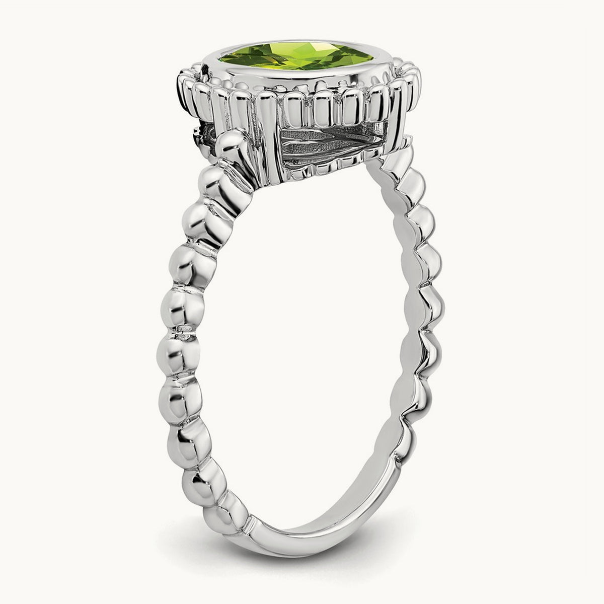 Oval Peridot Ring — 14K White Gold, 7