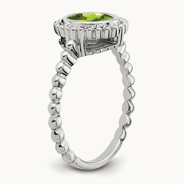 Oval Peridot Ring — 14K White Gold, 7
