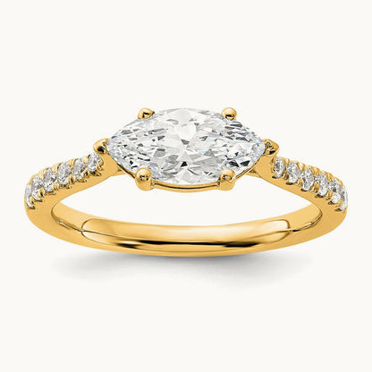 East-West Marquise Semi-Mount Engagement Ring — 14K Yellow Gold, 7