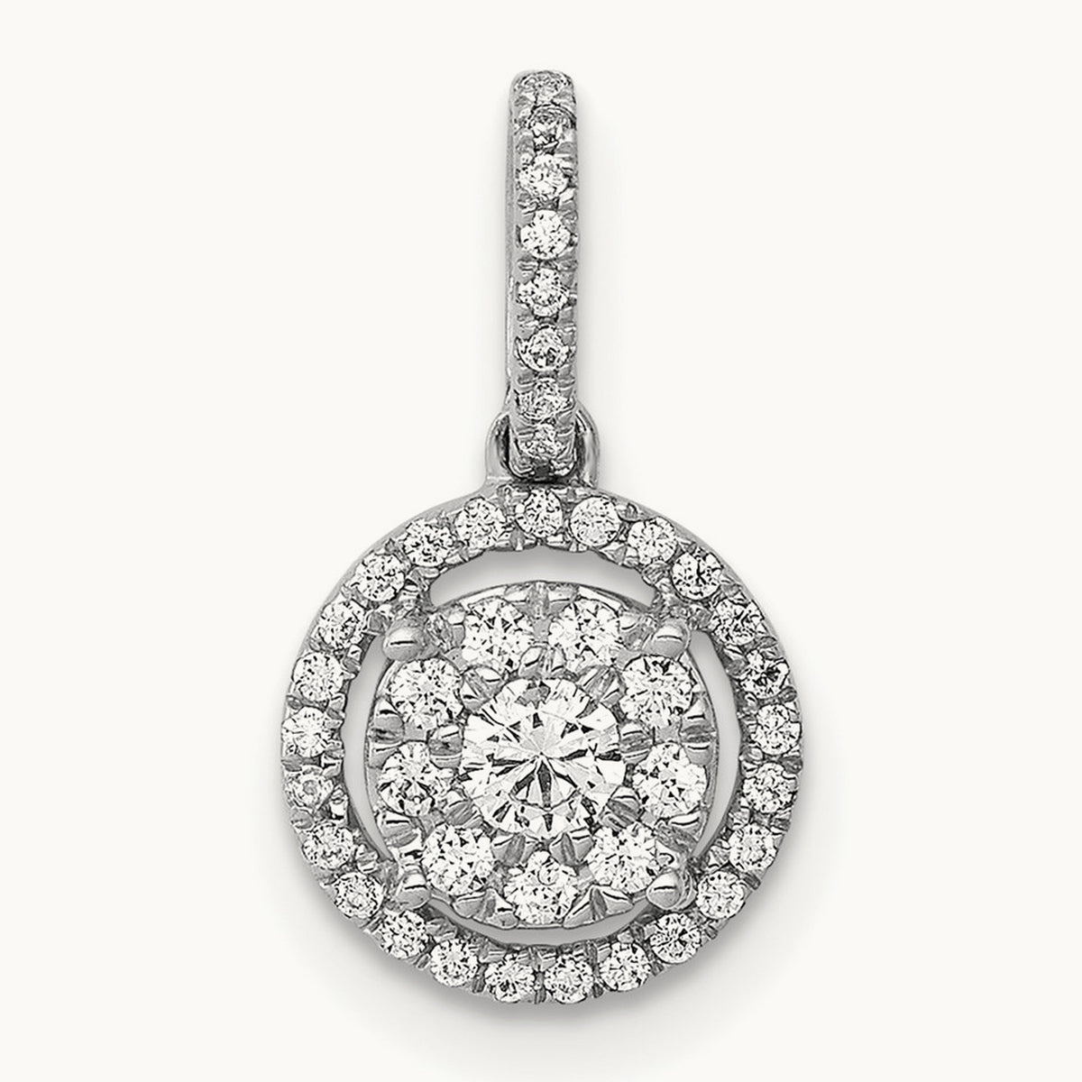 1/4ct. Diamond Round Halo Cluster Pendant, 14K White Gold