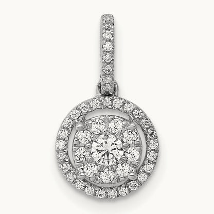 1/4ct. Diamond Round Halo Cluster Pendant, 14K White Gold