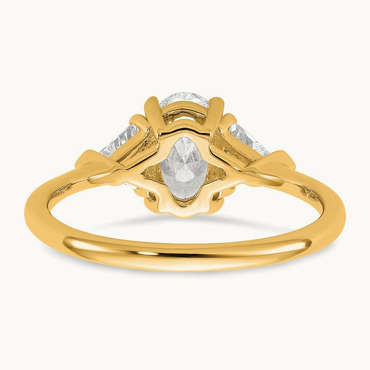 Oval & Trillion 3 Stone Engagement Ring, 1.50-4.00 ct tw Lab-Grown Diamond — 1 1/2 ct, 14K Yellow Gold