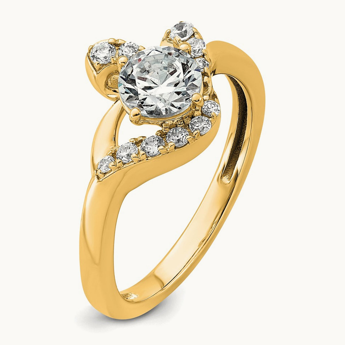 Round Engagement Ring, 0.75 ct tw Lab-Grown Diamond — 14K Yellow Gold