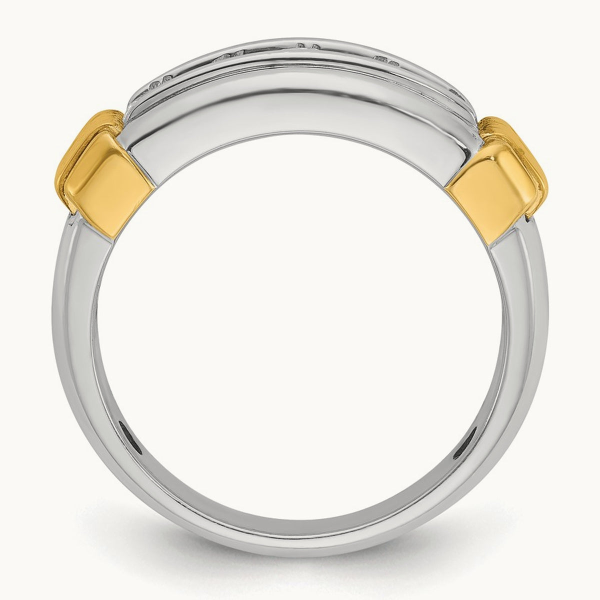 IBGoodman Men's Polished & Textured 5-Stone Dia Ring, 14K Two-tone