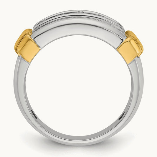 IBGoodman Men's Polished & Textured 5-Stone Dia Ring, 14K Two-tone