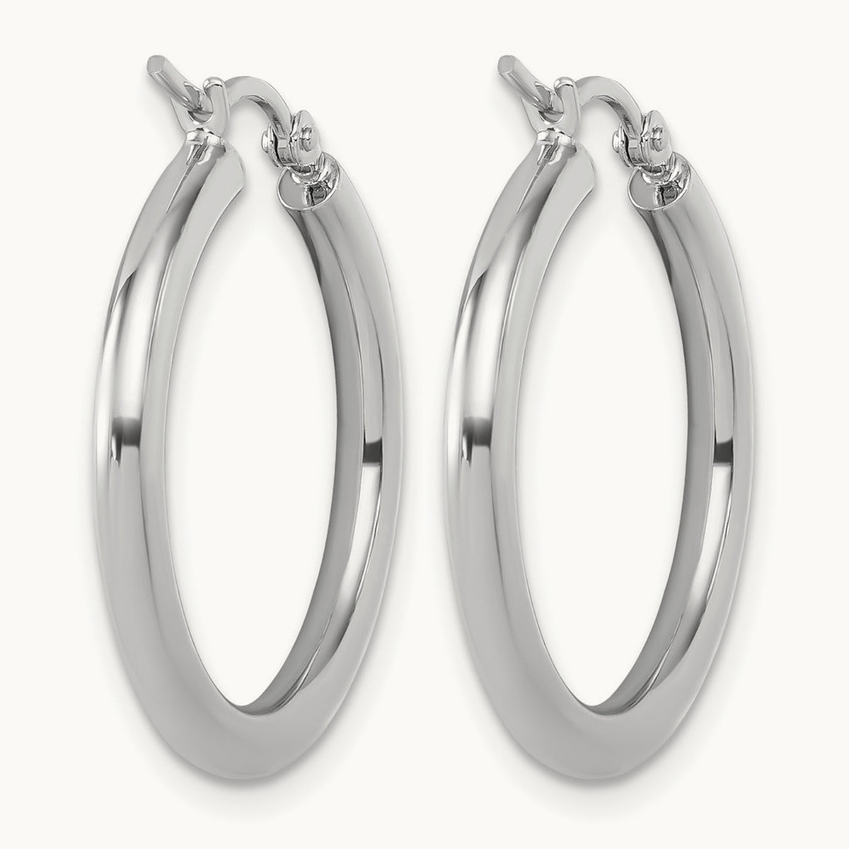 Polished Hinged Hoop Earrings, 10K White Gold — Leslie's