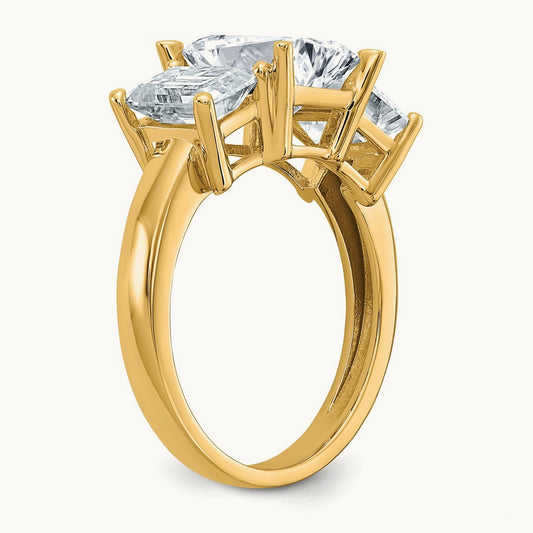 Emerald-cut 3-Stone Engagement Ring Mounting — 14K Yellow Gold