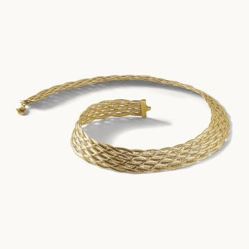 Polished Braided Mesh Necklace, 14K — Leslie's