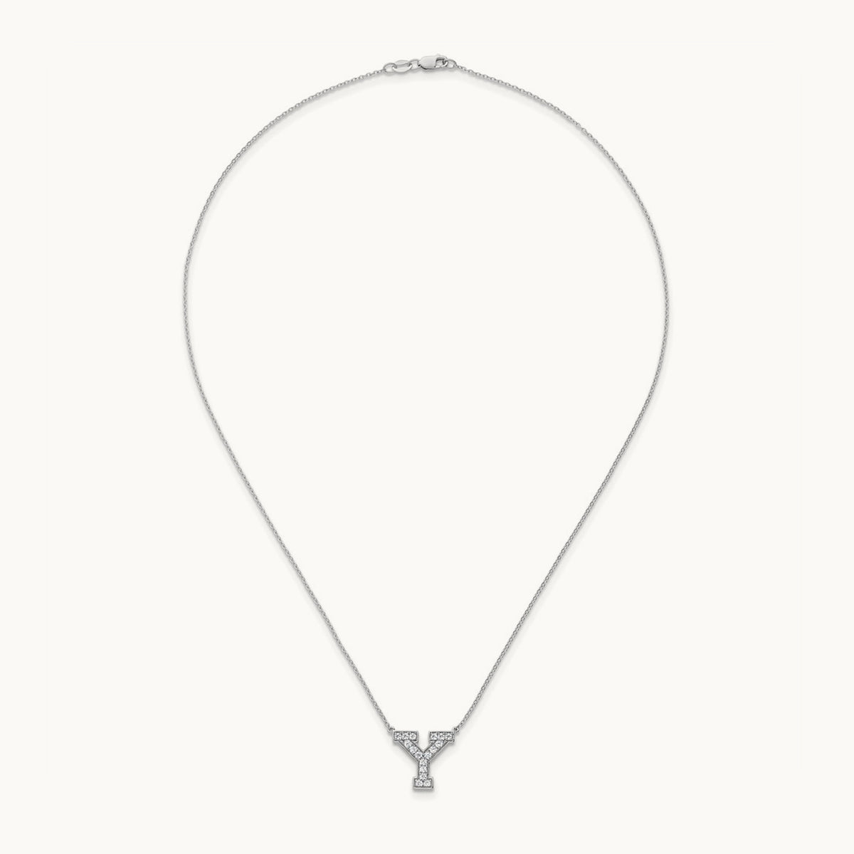 Initial Necklace — 14K White Gold, Y, 3/8 ct