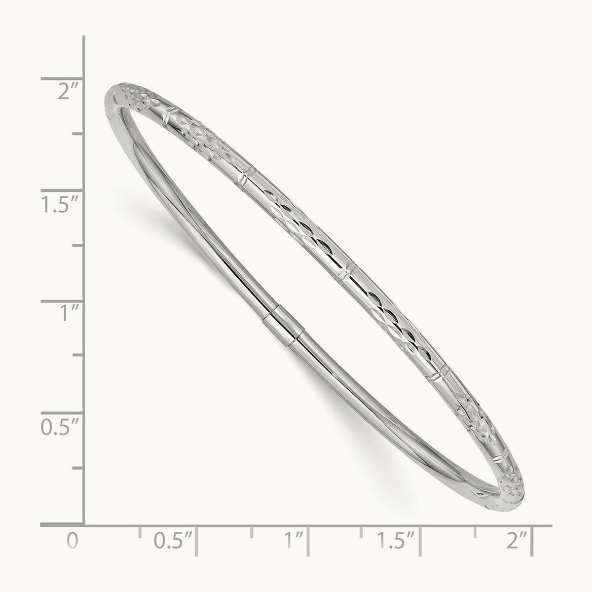 Polished Diamond-cut Slip-on Bangle — 14K White Gold
