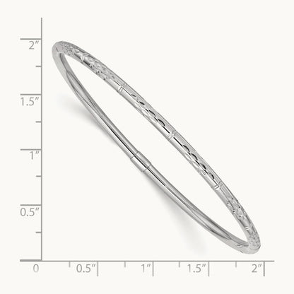 Polished Diamond-cut Slip-on Bangle — 14K White Gold