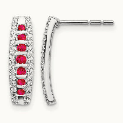 Created Ruby Post Earrings, 0.25 ct tw Lab-Grown Diamond