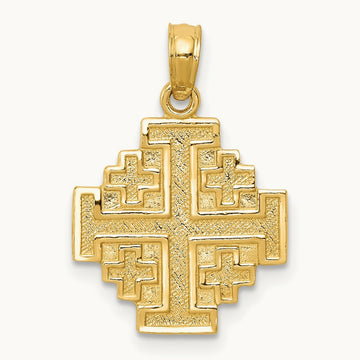 Jerusalem Cross Pendant — 14K Yellow Gold, 20mm