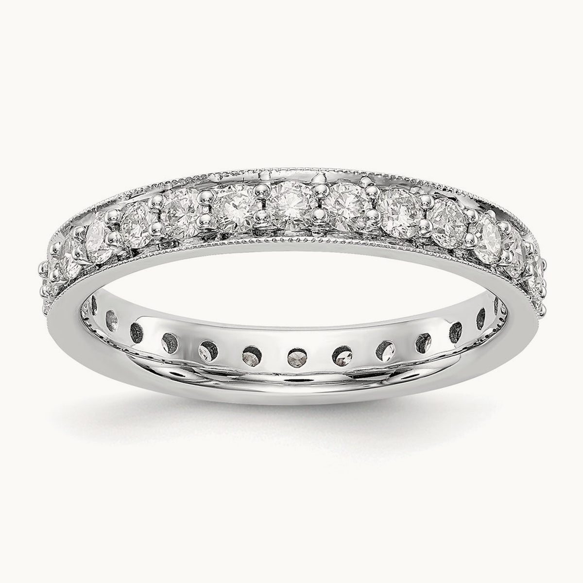 Polished Vintage Diamond Eternity Band, 1.00 ct tw — 14K White Gold
