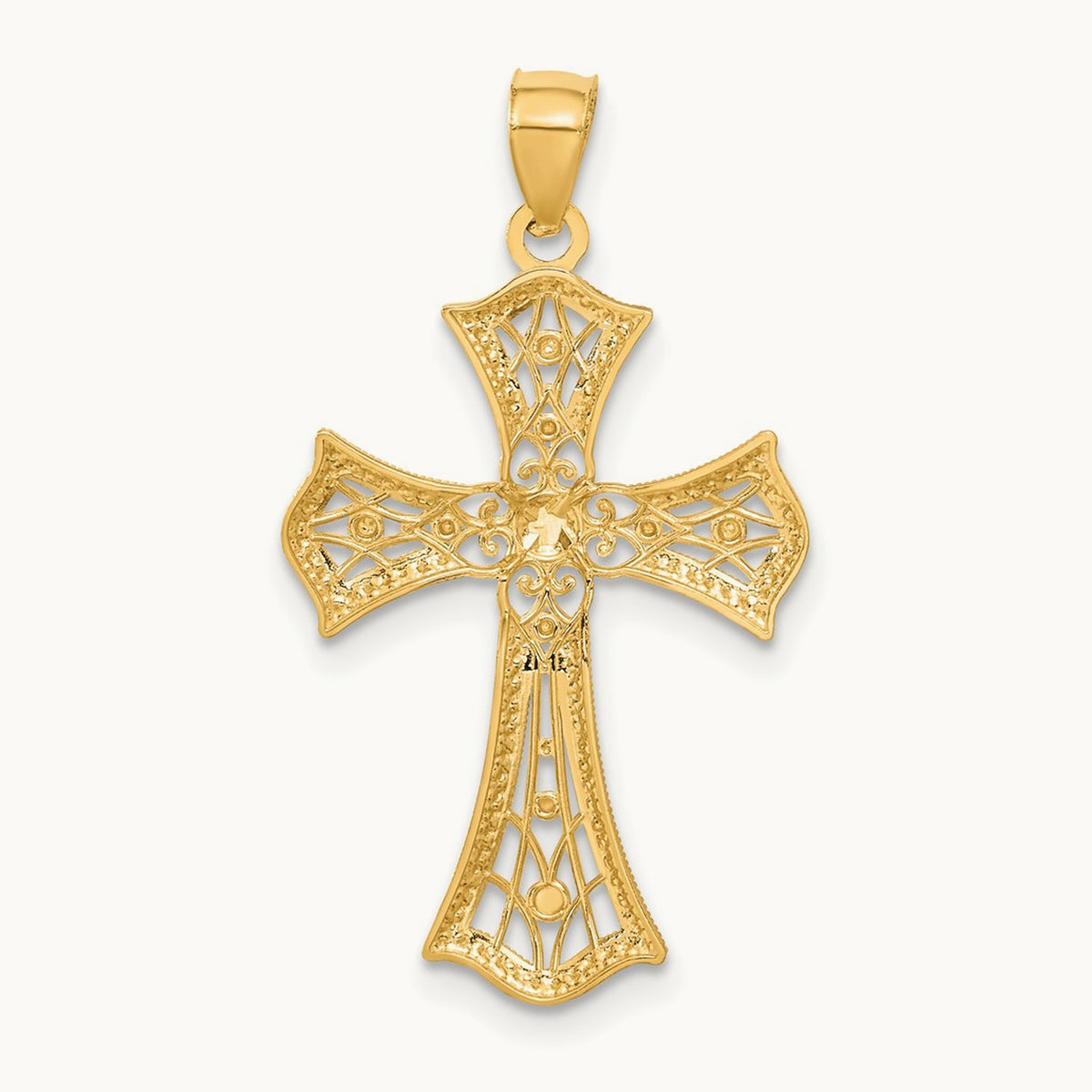 w/Rhodium Diamond-Cut Cross Pendant, 14K