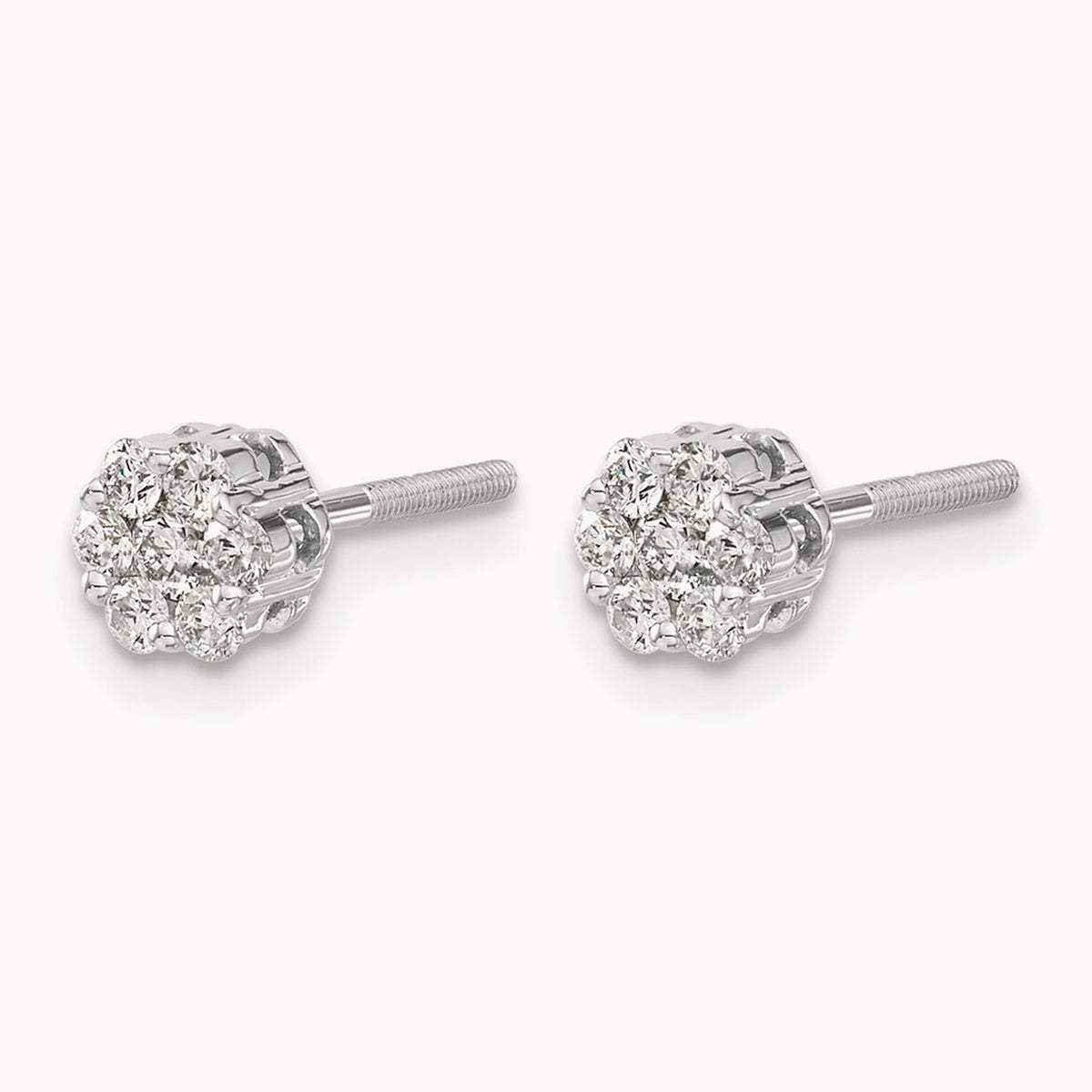 Diamond Cluster Screwback Earrings — 5mm