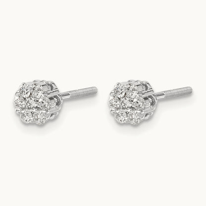Diamond Cluster Screwback Earrings — 5mm