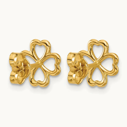 Polished 4-Leaf Clover Post Earrings, 14K — Leslie's