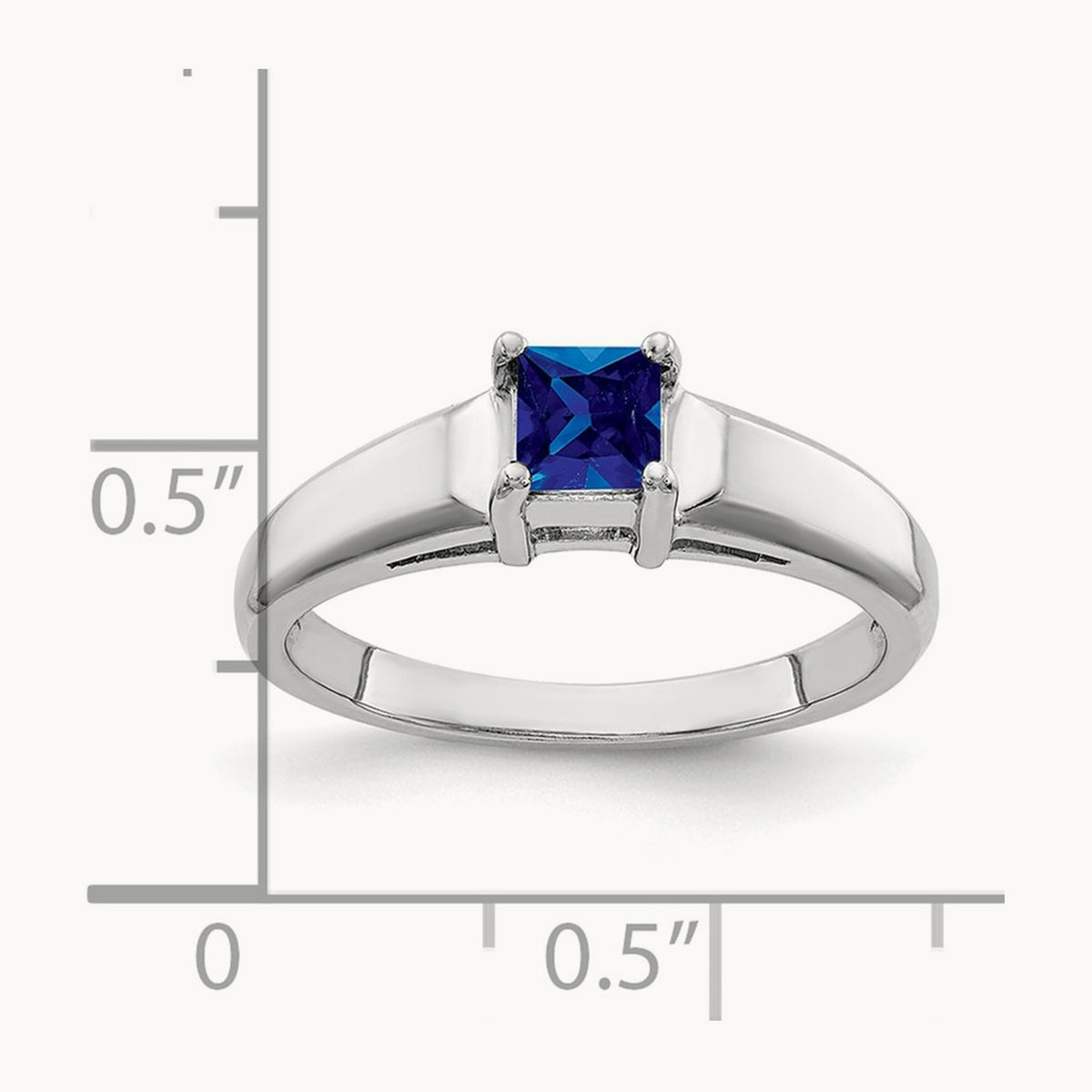 Princess Cut Sapphire ring, 4mm, 14K White Gold