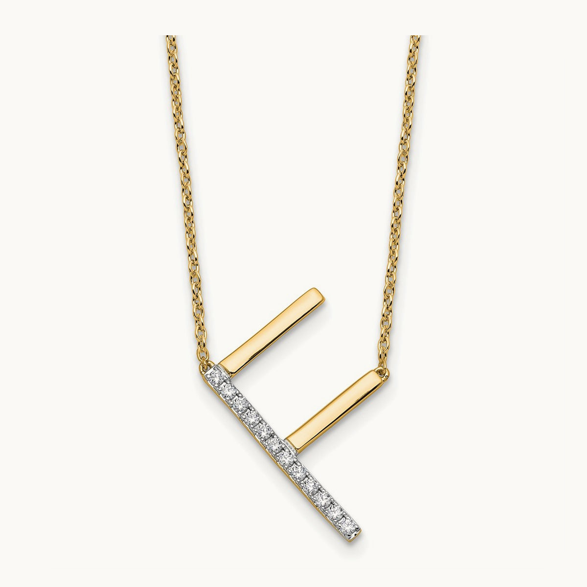 Sideways Diamond Necklace — 14K Yellow Gold, F