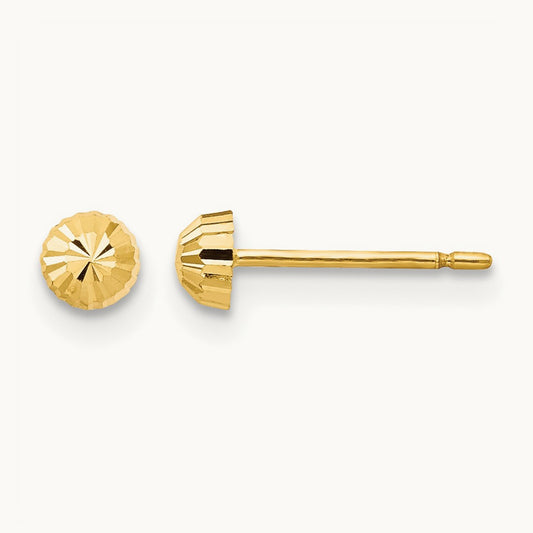 Diamond Cut Half-Ball Post Earrings — 3mm
