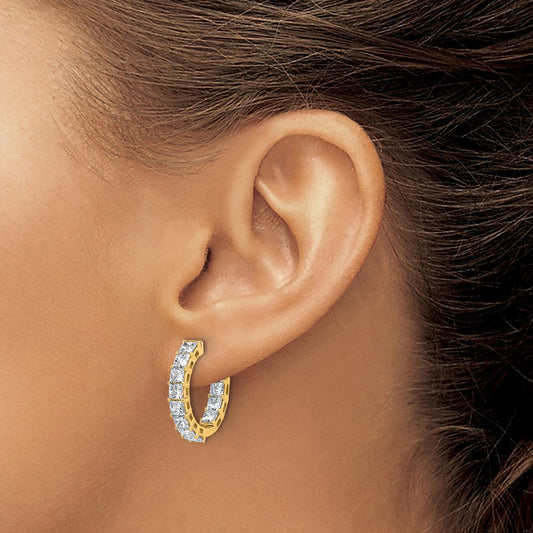Princess in/Out Hoop Earrings, 4.00 ct tw Lab-Grown Diamond — 14K Yellow Gold