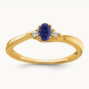 Created Sapphire and Lab-Grown Diamond Ring — 14K Yellow Gold, 7