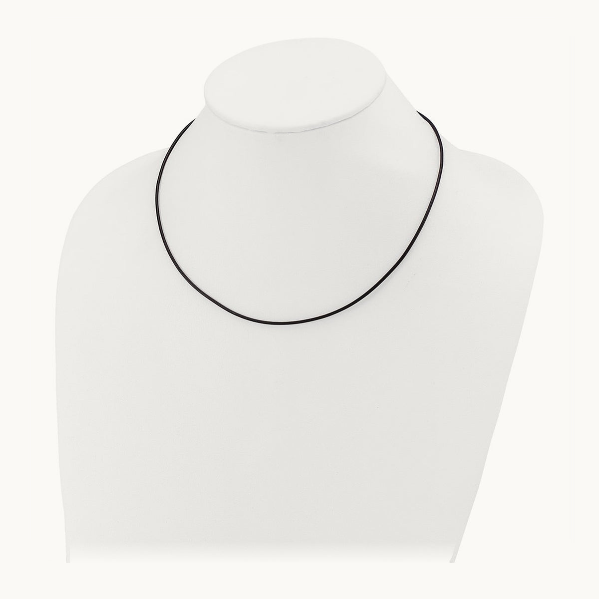 18in Black Leather Cord Necklace — 14K White Gold, 1.5mm