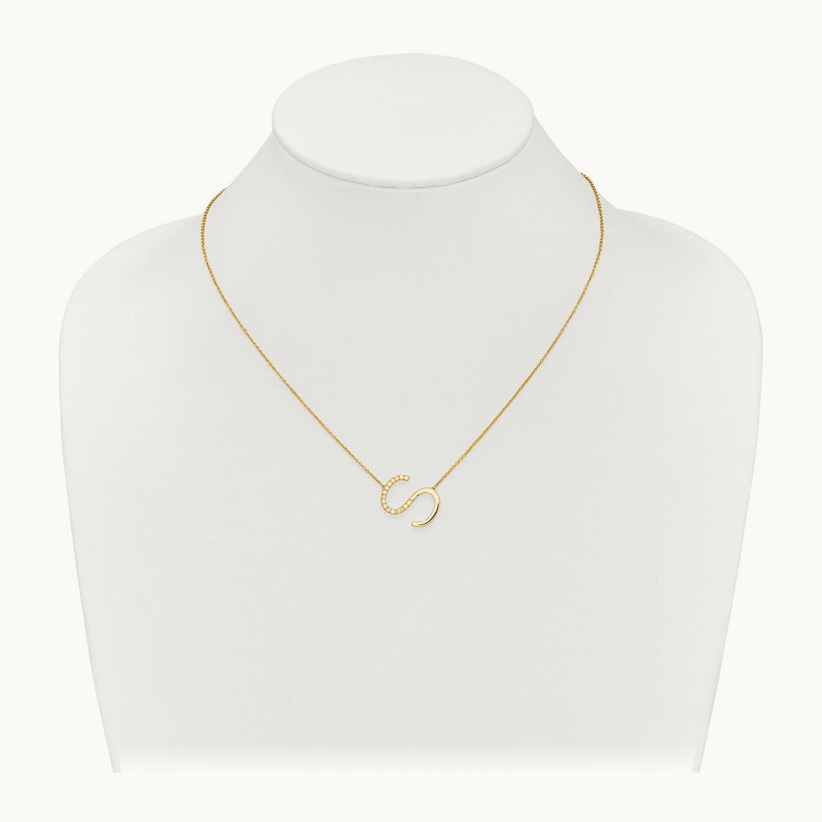 Sideways Diamond Necklace — 14K Yellow Gold, S