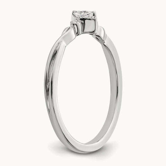 Petite Beaded Edge Marquise Complete Dia Ring, 14K White Gold