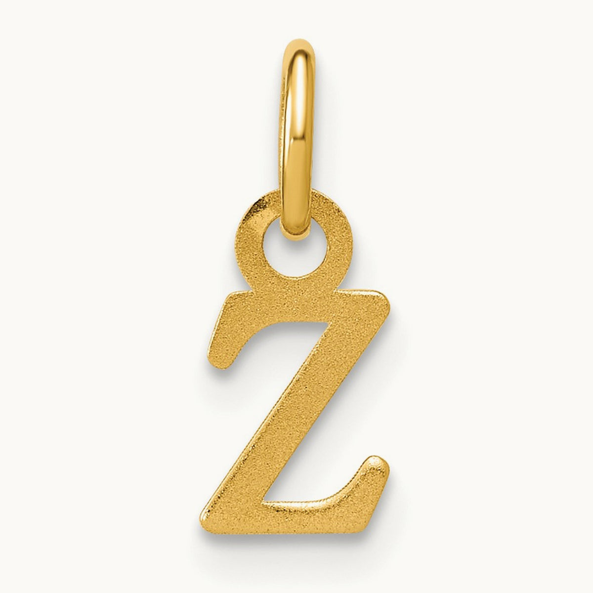 Satin Diamond-cut Initial Charm — 14K Yellow Gold, Z