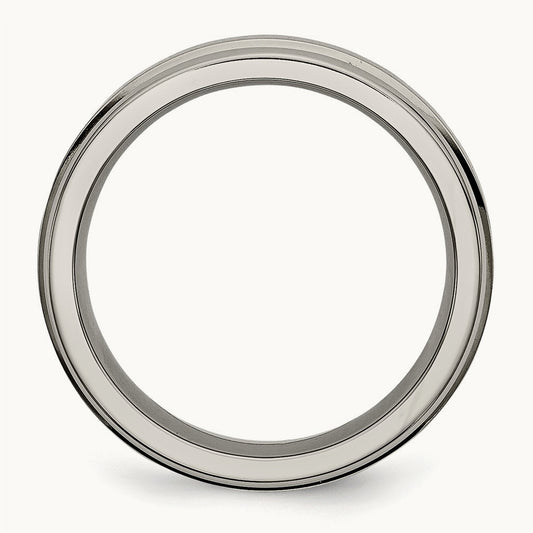 Satin and Polished Grooved Edge Band, 6mm, Titanium