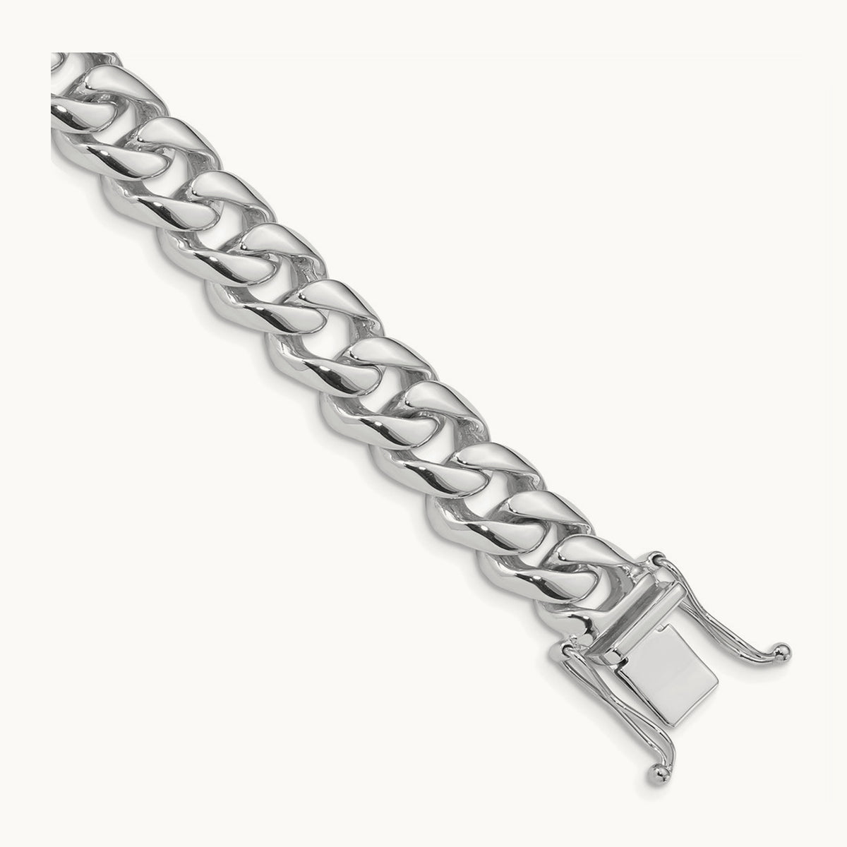 Hand-polished Rounded Curb Link Bracelet — 14K White Gold, 9.6mm