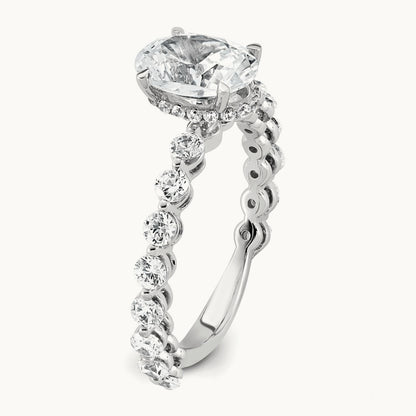 WG Shared Prong Oval Semi-Mount Engagement Ring, 1.25 ct tw Lab-Grown Diamond