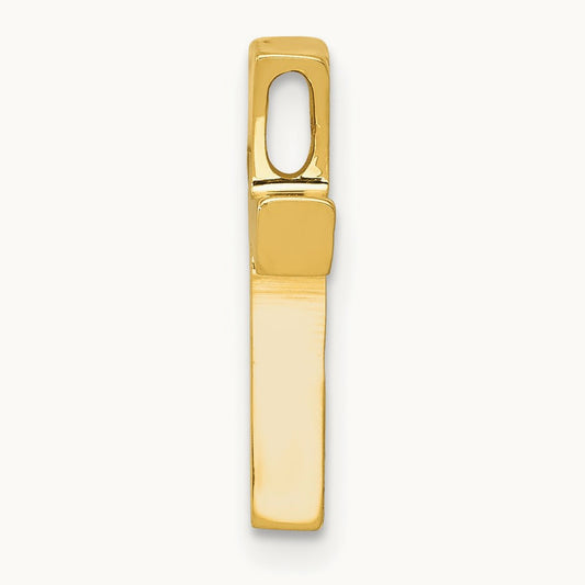 Polished Cross Chain Slide with textured back — 14K Yellow Gold