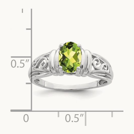 7x5mm Oval Peridot ring, 14K White Gold
