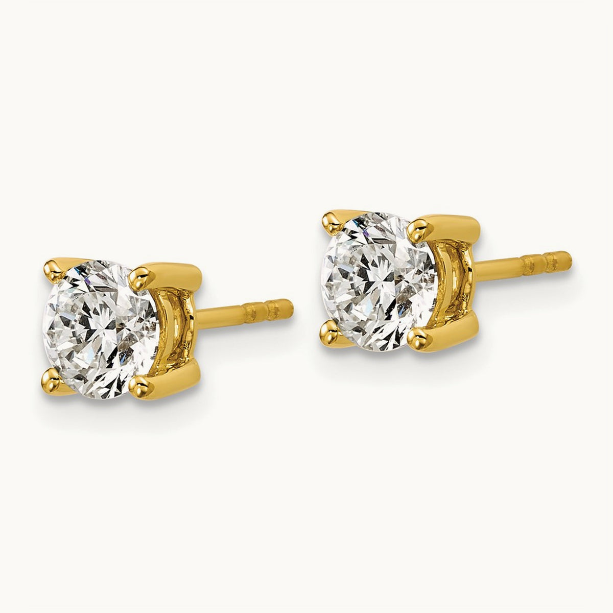 1/2ct Lab Grown Diamond VS+ F+ Round Complete Stud Earrings, 18K Yellow Gold