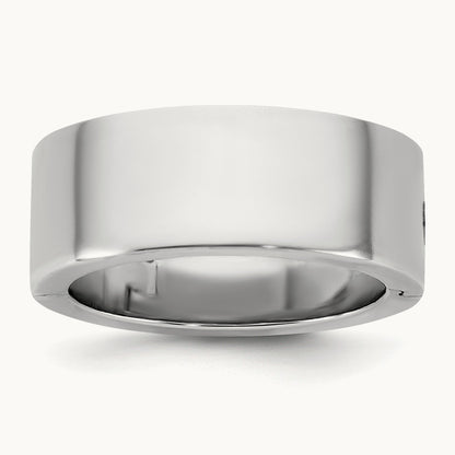 CLIQ Hinged Flat Wedding Band, 8mm, 14K White Gold