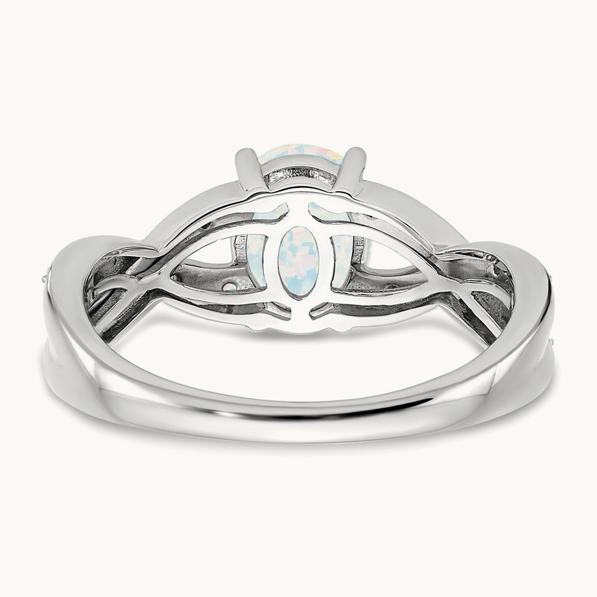 Created Opal and Lab-Grown Diamond Ring — 14K Two-Tone Gold, 7