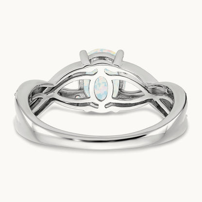 Created Opal and Lab-Grown Diamond Ring — 14K Two-Tone Gold, 7
