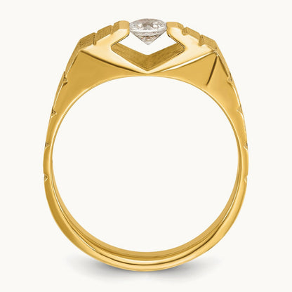 IBGoodman Men's Polished and Satin Diamond Complete Ring, 14K