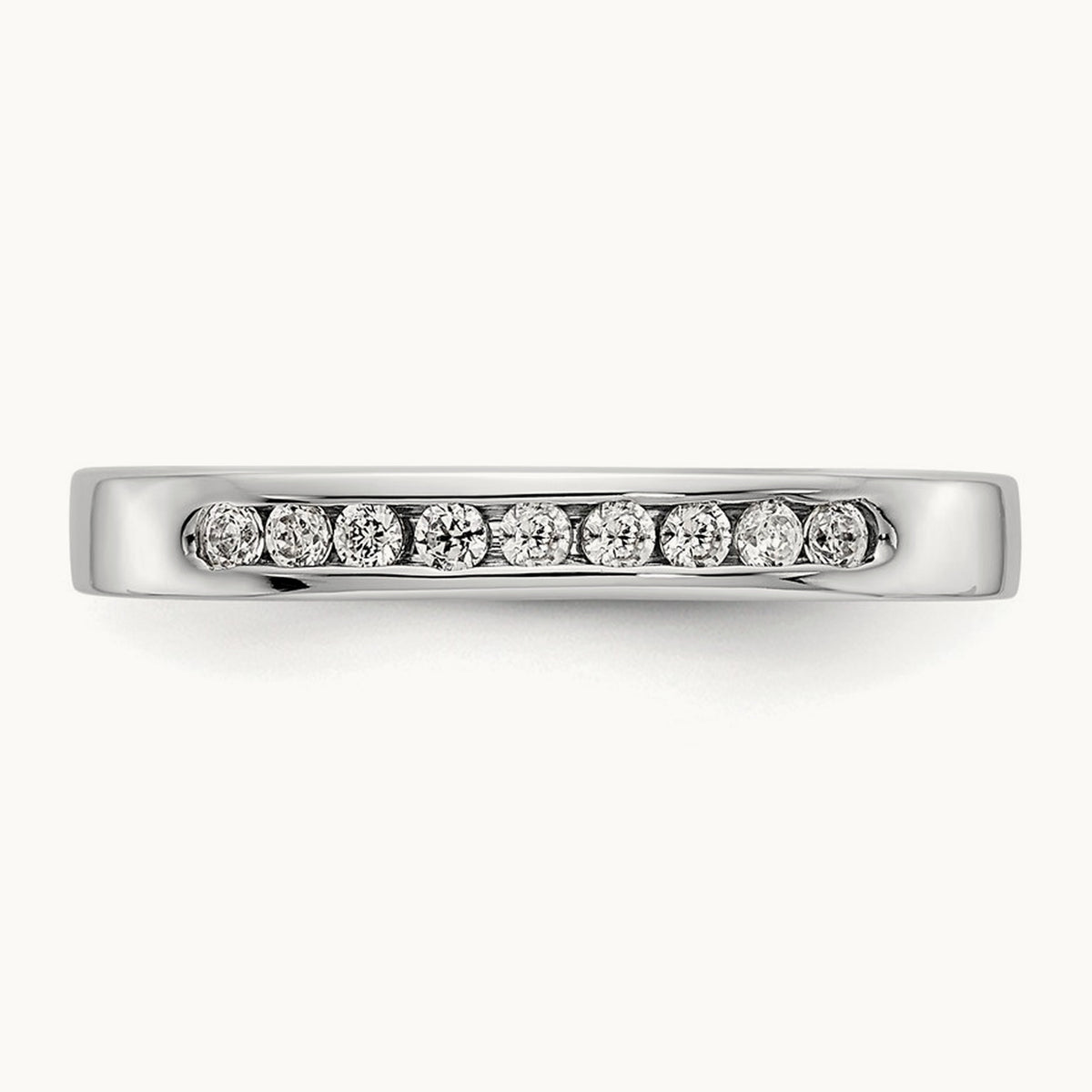 9-Stone Diamond Channel Band, 14K White Gold