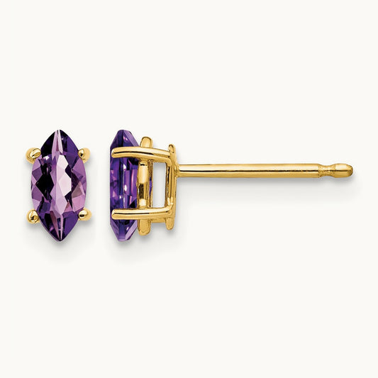 6x3mm Marquise Amethyst earring, 14K