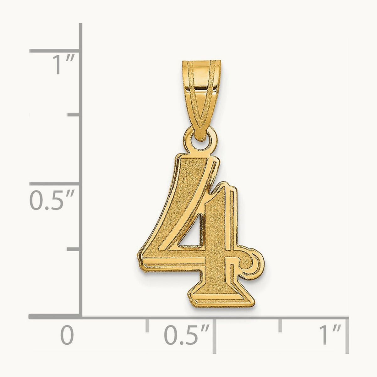 Polished Etched Number 4 Pendant, 14K