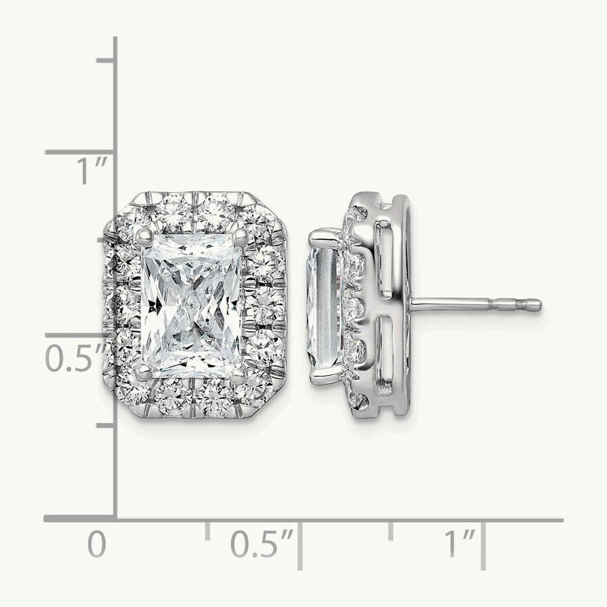 Radiant Halo Post Earrings, 0.50-8.50 ct tw Lab-Grown Diamond — 7 ct, 14K White Gold