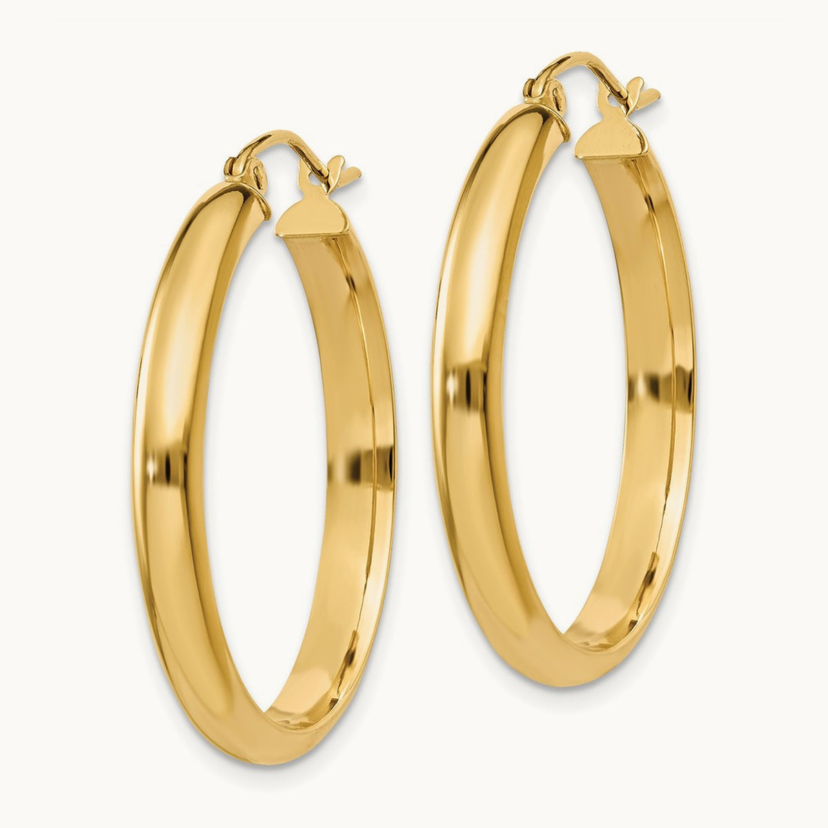 Round Tube Hoop Earrings — 14K Yellow Gold, 26mm