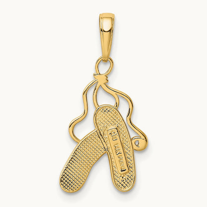 Enameled Ballet Slippers Charm, 14K