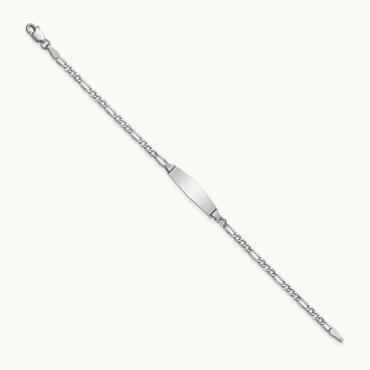 WG Semi-solid Soft Diamond Shape Figaro ID Bracelet, 14K