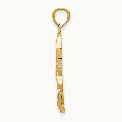w/ Rhodium Ice Skater Pendant, 14K